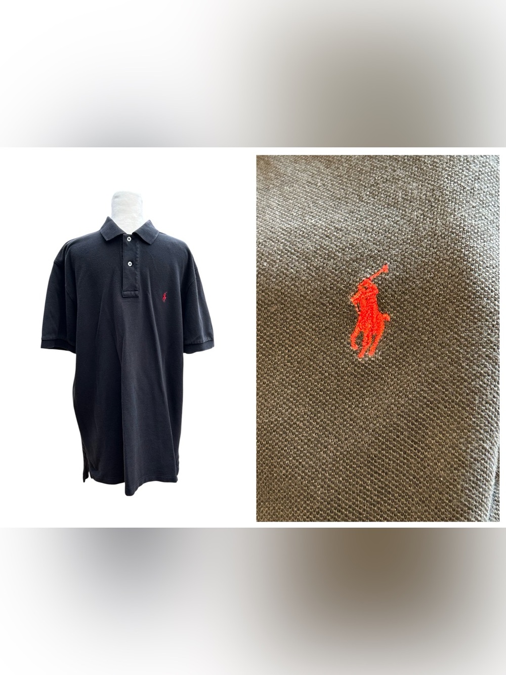 Polo Ralph Lauren Polo Shirt Large Black Red Pony 100% Cotton Casual Golf